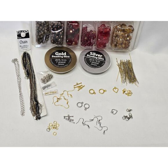 Jewelry Making Gift Set | Multi Color Beads Chain Ear Wire Bracelet & Necklace - Picture 4 of 8